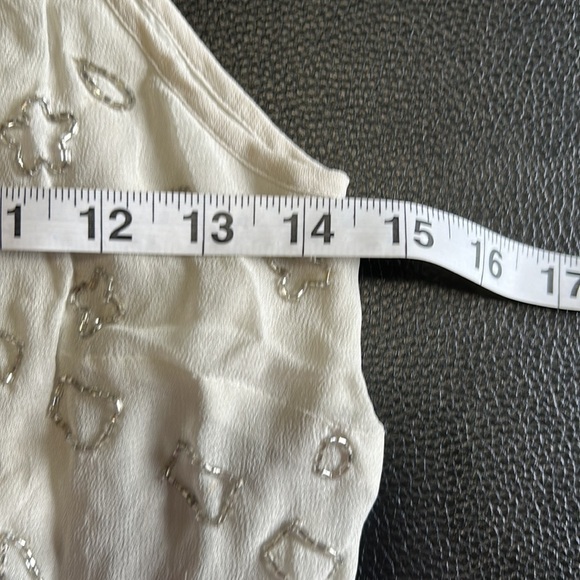 CHAN LUU sequin romper lunar rock silver beaded adjustable straps Sz XS - Picture 10 of 14